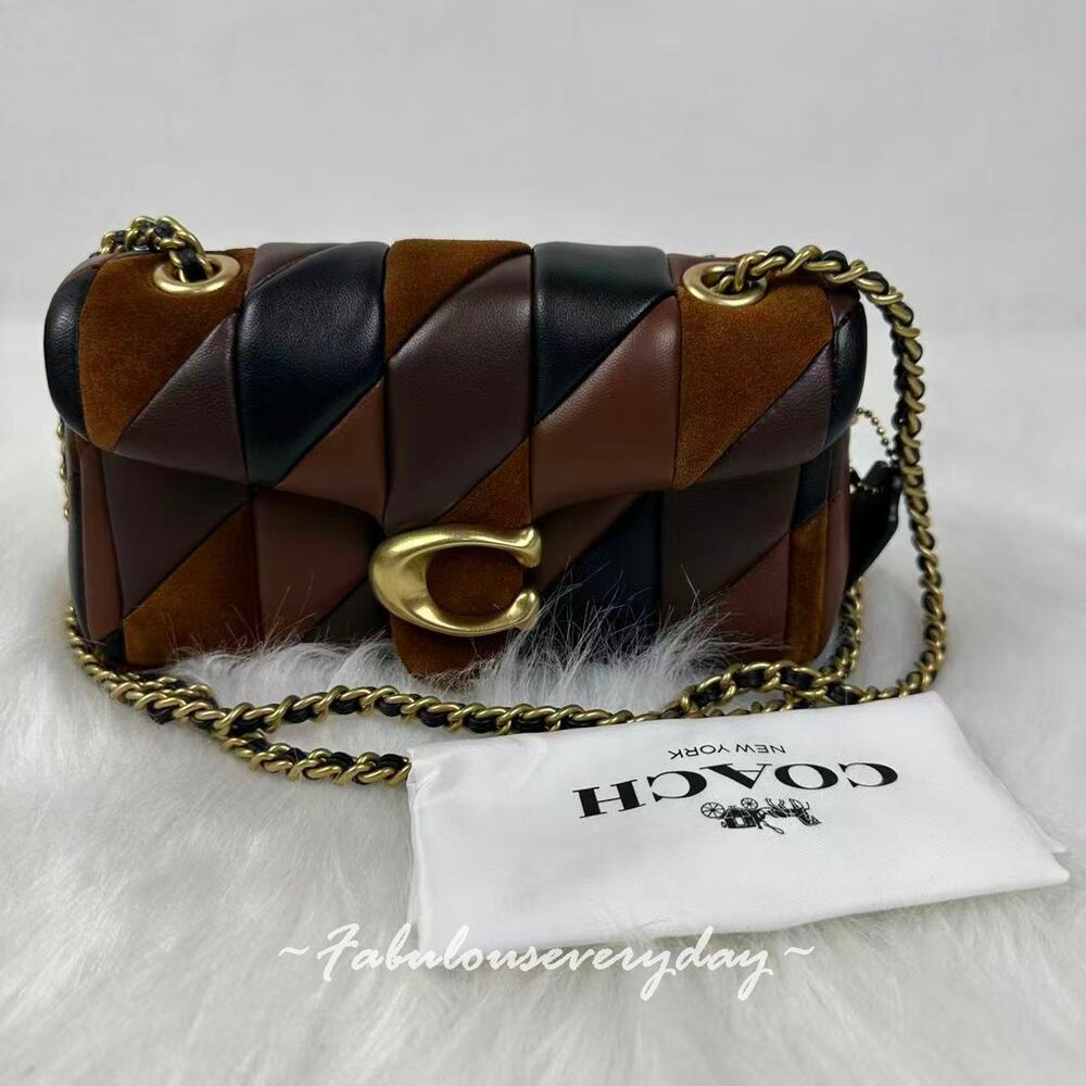 Coach Tabby Shoulder Bag 20 With Patchwork Quilting In Leather/Brass/Maple CBG88